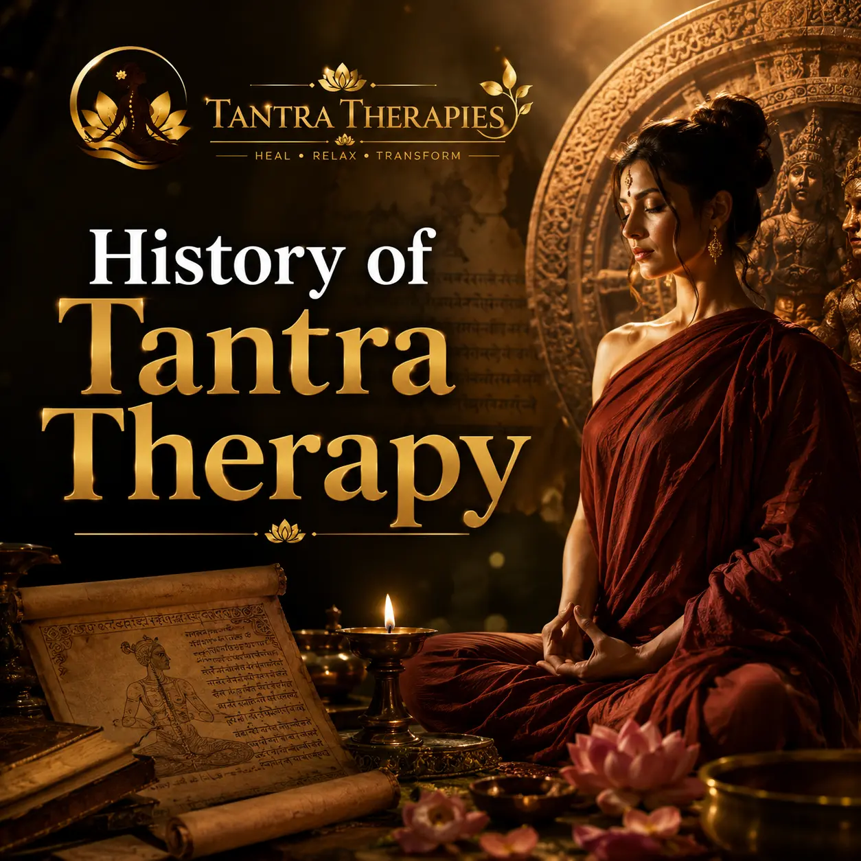 Historical artwork and ancient origins representing the lineage of Tantra