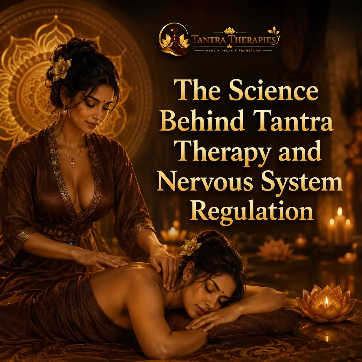 A peaceful wellness center environment depicting somatic healing and nervous system regulation through Tantra Therapy