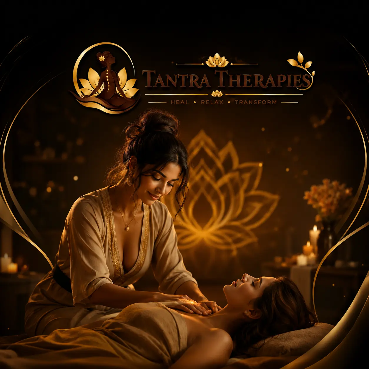 A peaceful wellness center room emphasizing meditation and the mind-body connection through Tantra Therapy